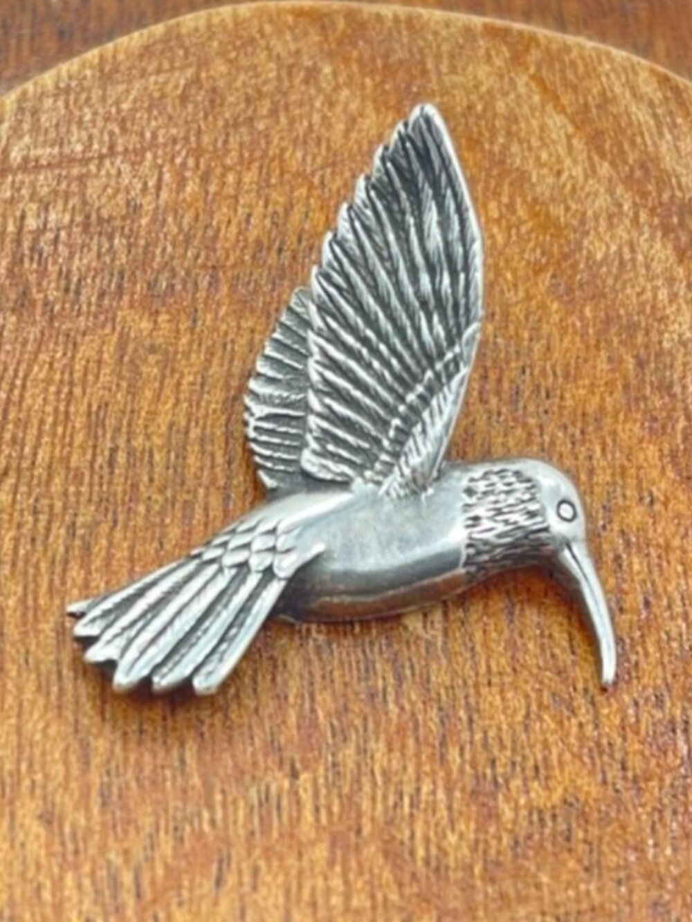 925 Sterling Silver Hummingbird Slider Pendant Oxidized Flying Bird - Picture 3 of 6